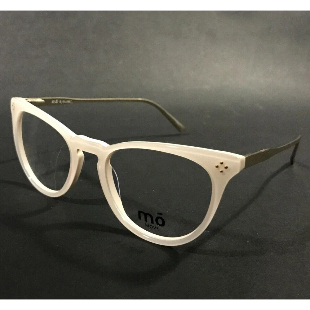 MO Eyewear Eyeglasses Frames MO MOVE 394A B Gold Ivory Round Cat Eye 49-19-140